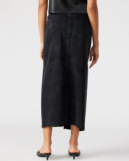 Steve Madden AVANI Denim Skirt Black | Women's Denim Maxi Skirt