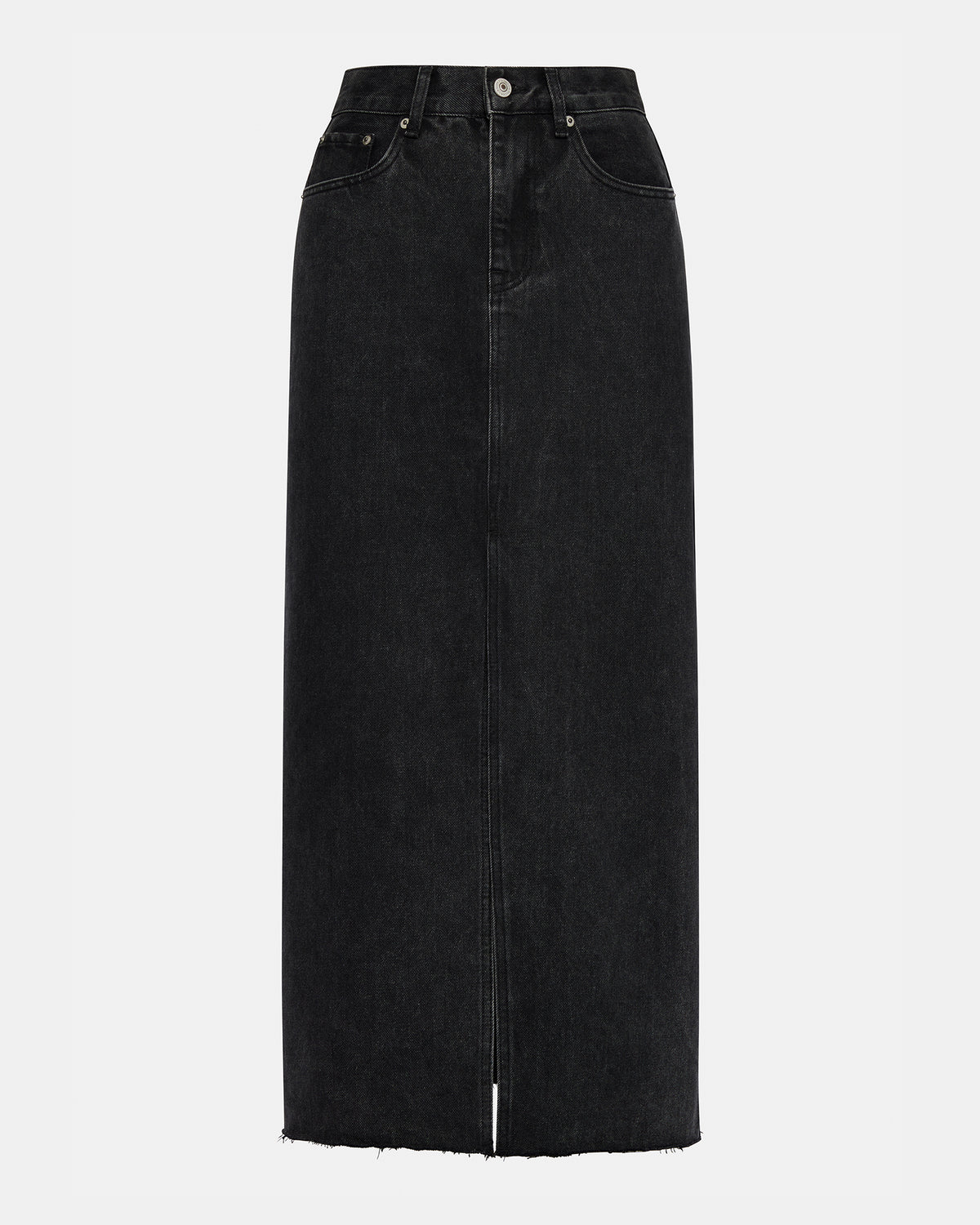 Steve Madden AVANI Denim Skirt Black | Women's Denim Maxi Skirt