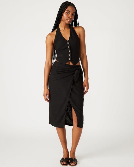 Steve Madden ISADORA Skirt Black | Women's Midi Wrap Skirt