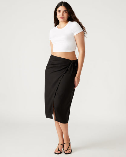 Steve Madden ISADORA Skirt Black | Women's Midi Wrap Skirt