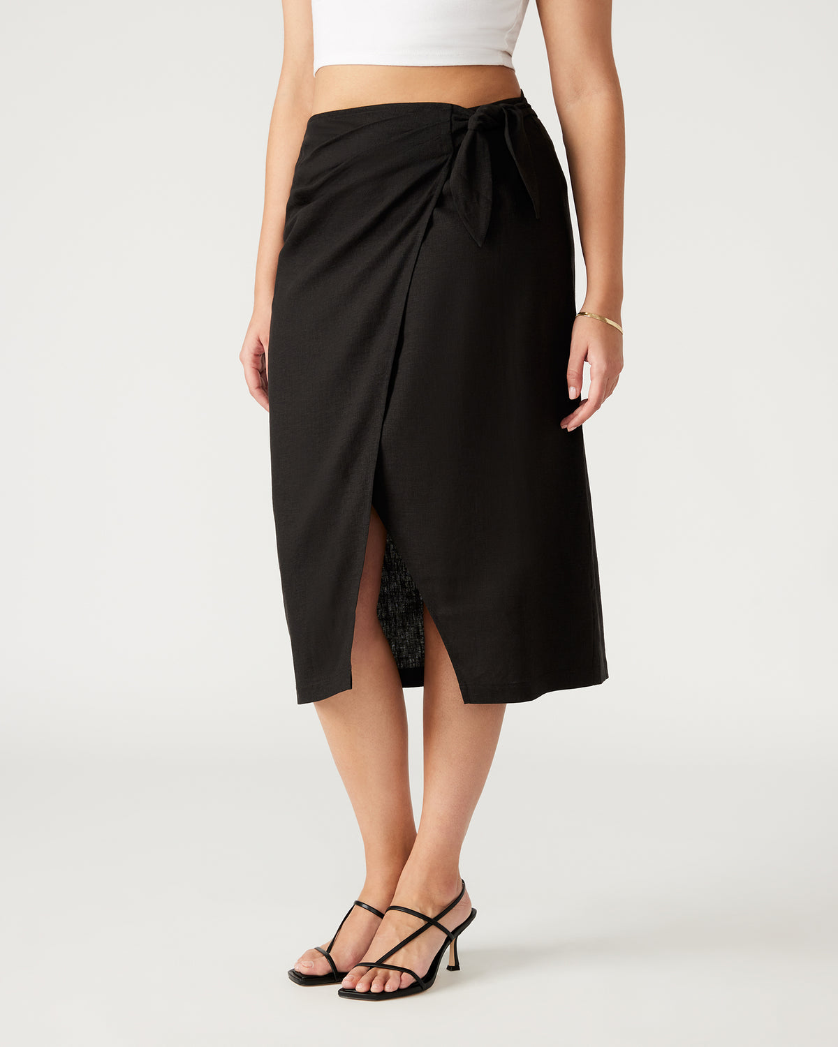 Steve Madden ISADORA Skirt Black | Women's Midi Wrap Skirt