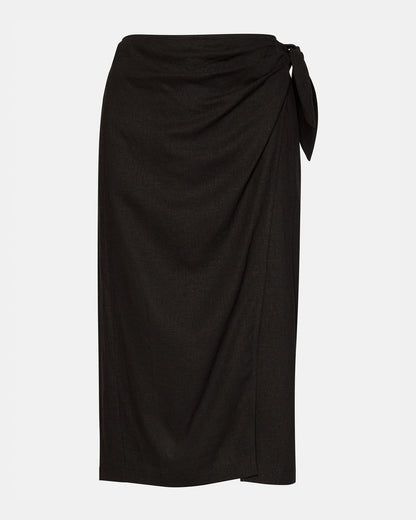 Steve Madden ISADORA Skirt Black | Women's Midi Wrap Skirt