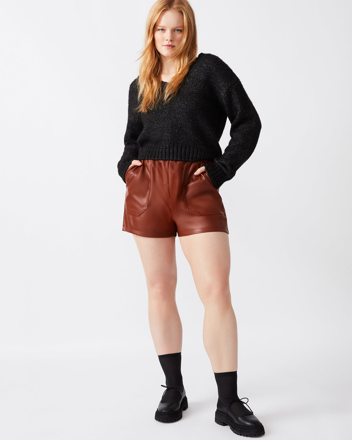 Steve Madden FAUX THE RECORD Short Cognac | Women's Faux Leather Short