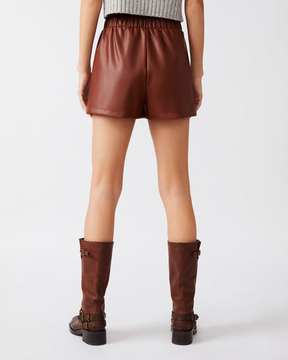 Steve Madden FAUX THE RECORD Short Cognac | Women's Faux Leather Short