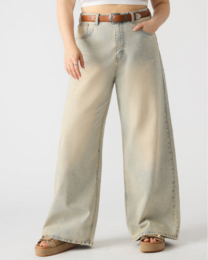 Steve Madden MAGNUS Women's Washed Denim Wide-Leg Jeans