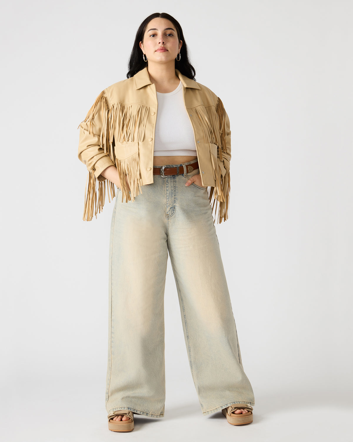 Steve Madden MAGNUS Women's Washed Denim Wide-Leg Jeans
