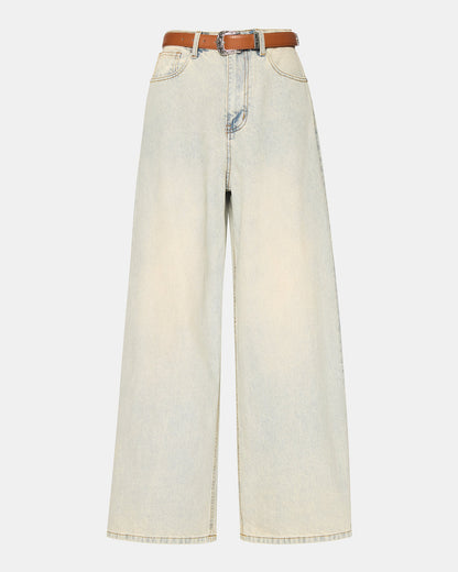 Steve Madden MAGNUS Women's Washed Denim Wide-Leg Jeans