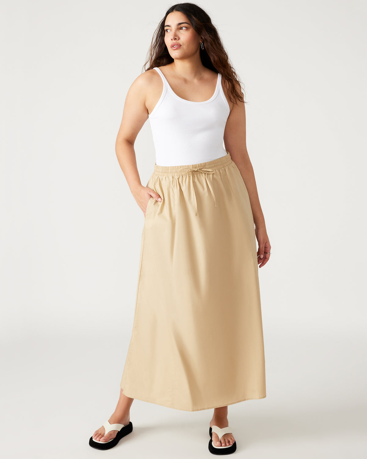 Steve Madden SUNNY Skirt Khaki | Women's A-Line Maxi Skirt