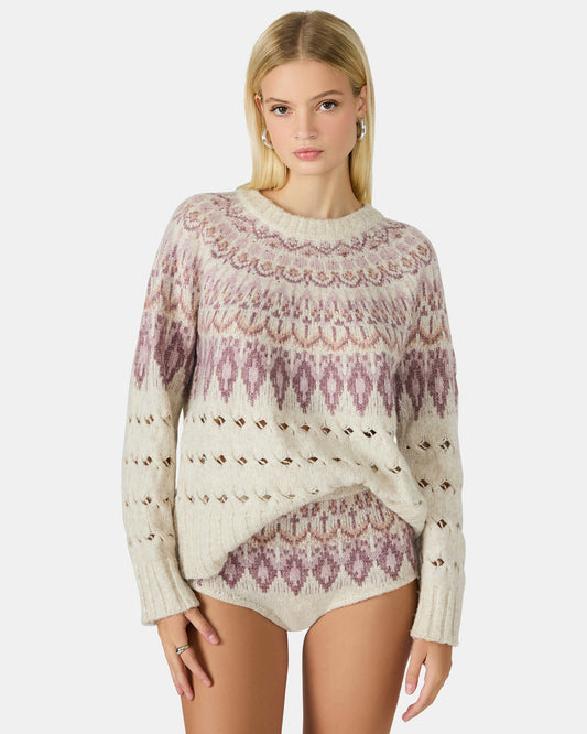 Steve Madden SUZETTE Multi Women's Fair Isle Long-Sleeved Pullover Sweater