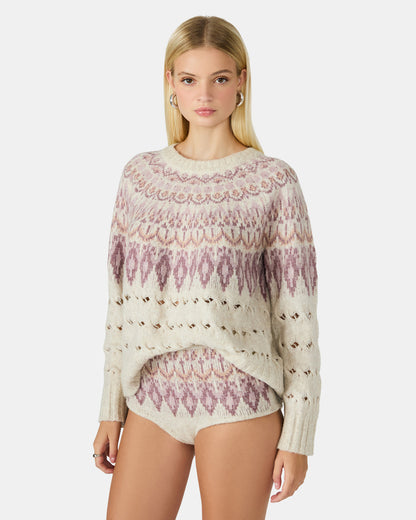 Steve Madden SUZETTE Multi Women's Fair Isle Long-Sleeved Pullover Sweater