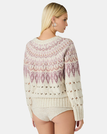 Steve Madden SUZETTE Multi Women's Fair Isle Long-Sleeved Pullover Sweater
