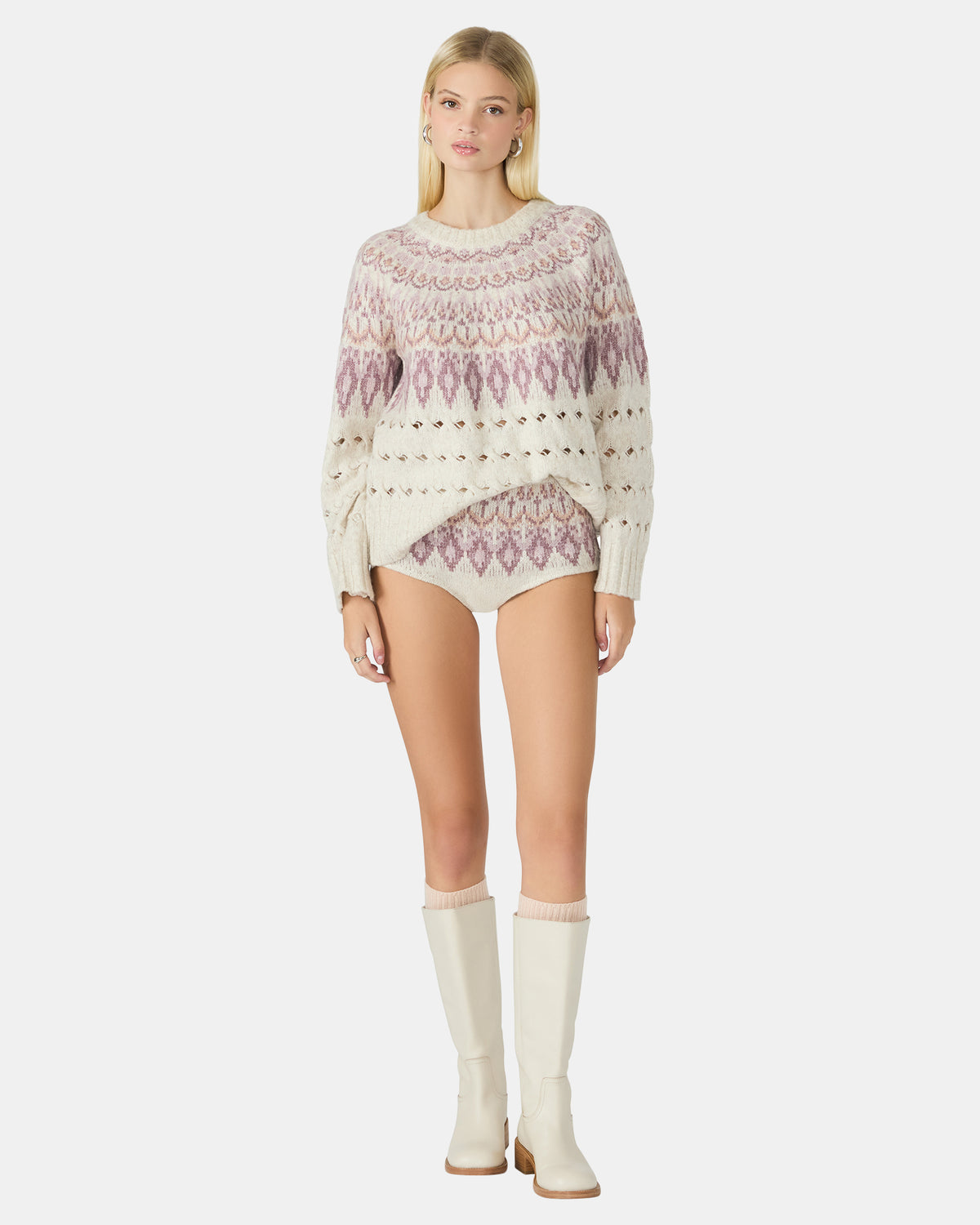 Steve Madden SUZETTE Multi Women's Fair Isle Long-Sleeved Pullover Sweater
