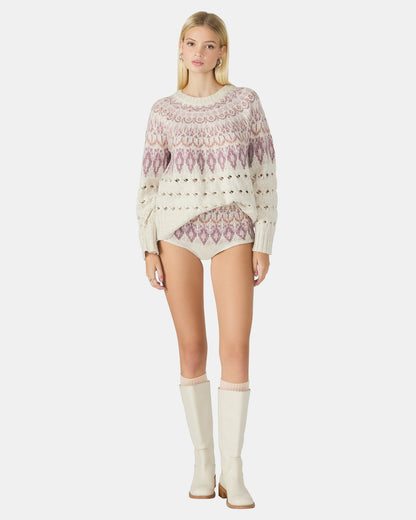 Steve Madden SUZETTE Multi Women's Fair Isle Long-Sleeved Pullover Sweater