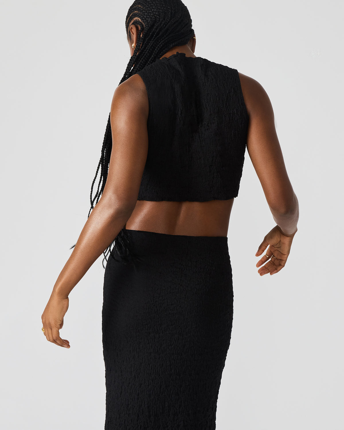 Steve Madden SEASIDE Maxi Skirt Set Black Women's Textured Matching Set