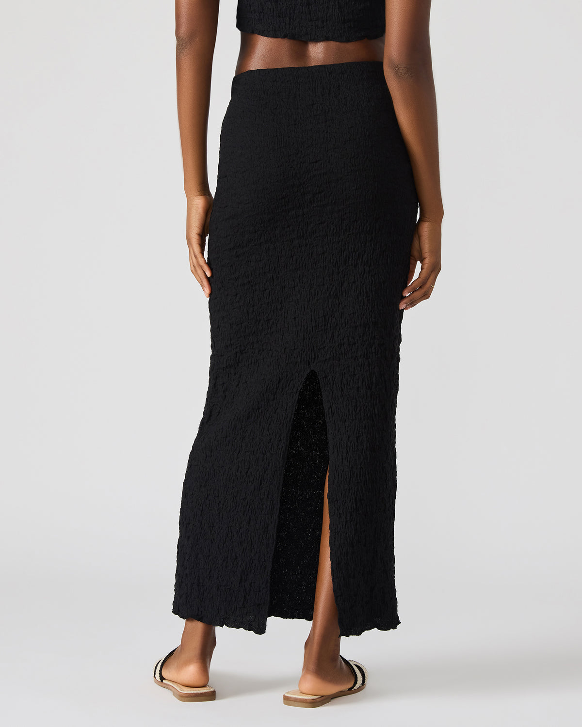 Steve Madden SEASIDE Maxi Skirt Set Black Women's Textured Matching Set