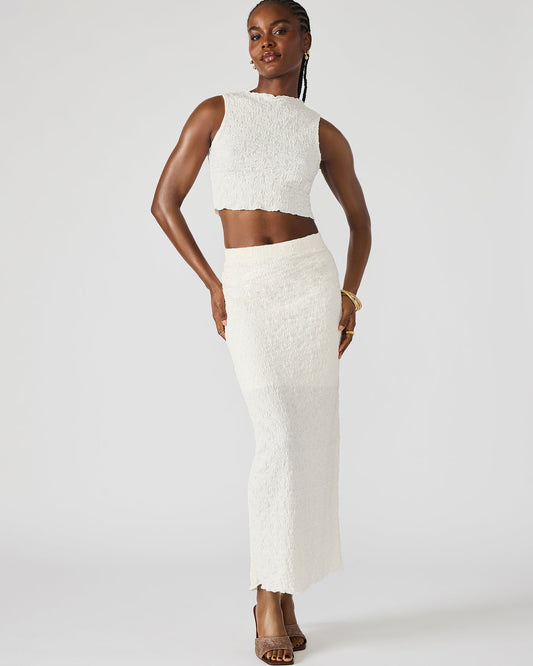 Steve Madden SEASIDE Maxi Skirt Set Cream Women's Textured Matching Set