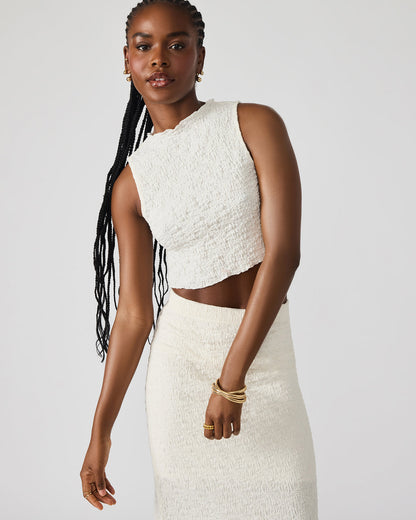 Steve Madden SEASIDE Maxi Skirt Set Cream Women's Textured Matching Set