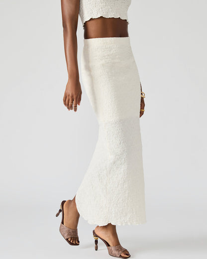 Steve Madden SEASIDE Maxi Skirt Set Cream Women's Textured Matching Set