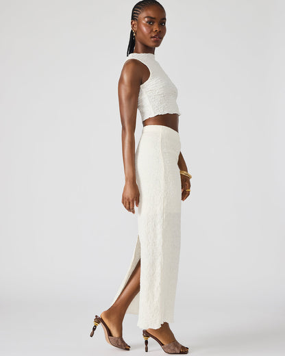 Steve Madden SEASIDE Maxi Skirt Set Cream Women's Textured Matching Set