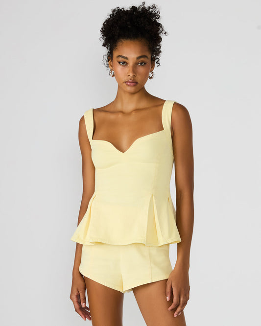 Steve Madden ZENIA Golden Glow Sleeveless Peplum Women's Top