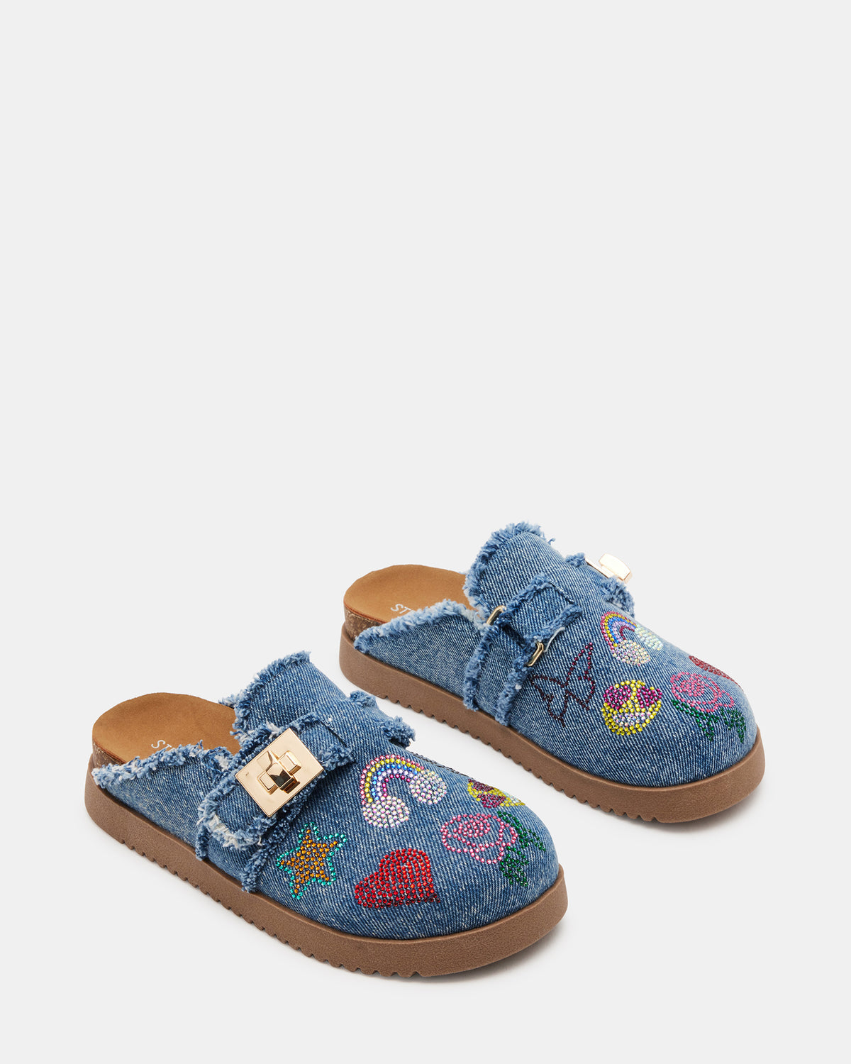 Steve Madden Kids' MONEYY Denim Multi Girls' Slip-On Clogs