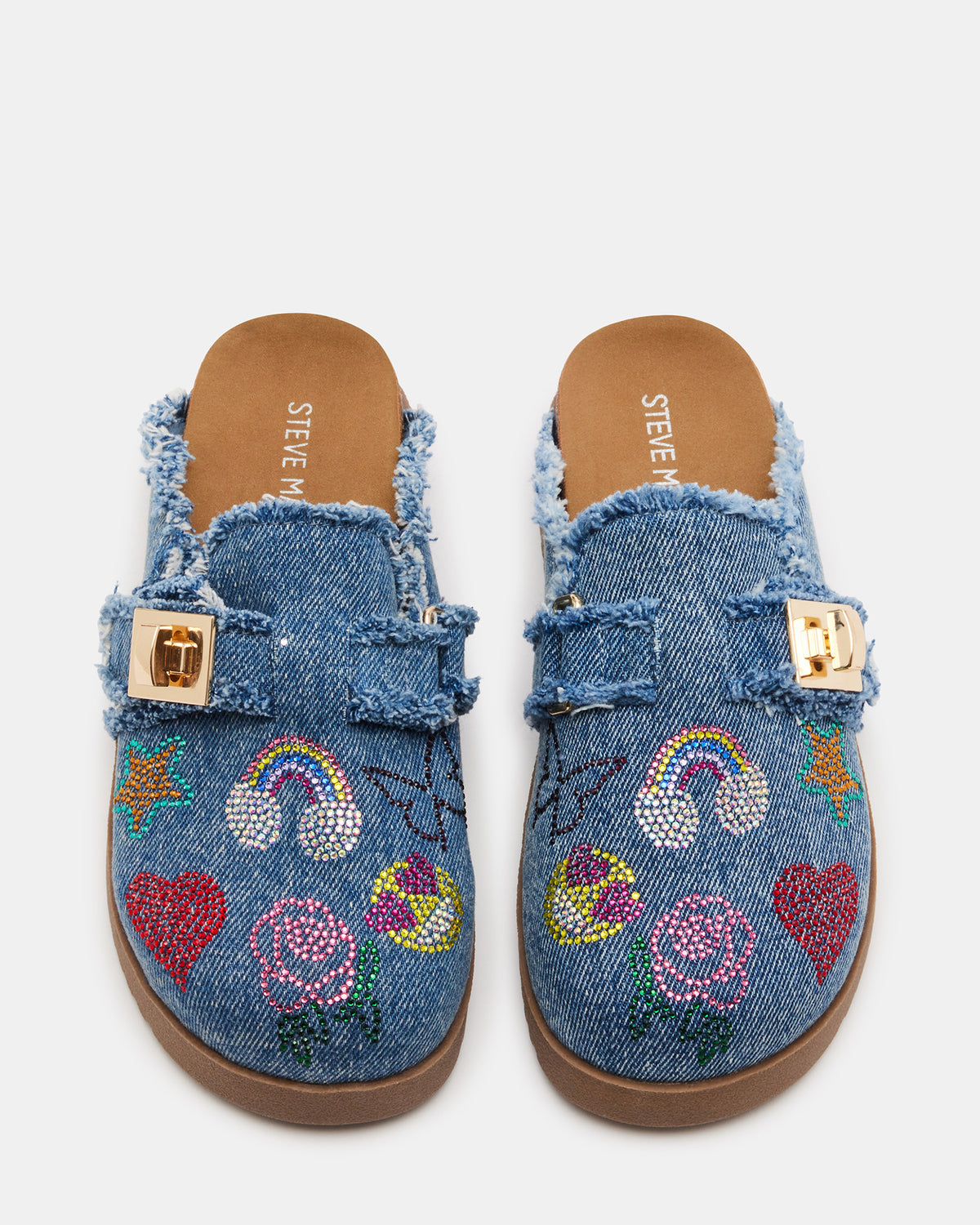 Steve Madden Kids' MONEYY Denim Multi Girls' Slip-On Clogs