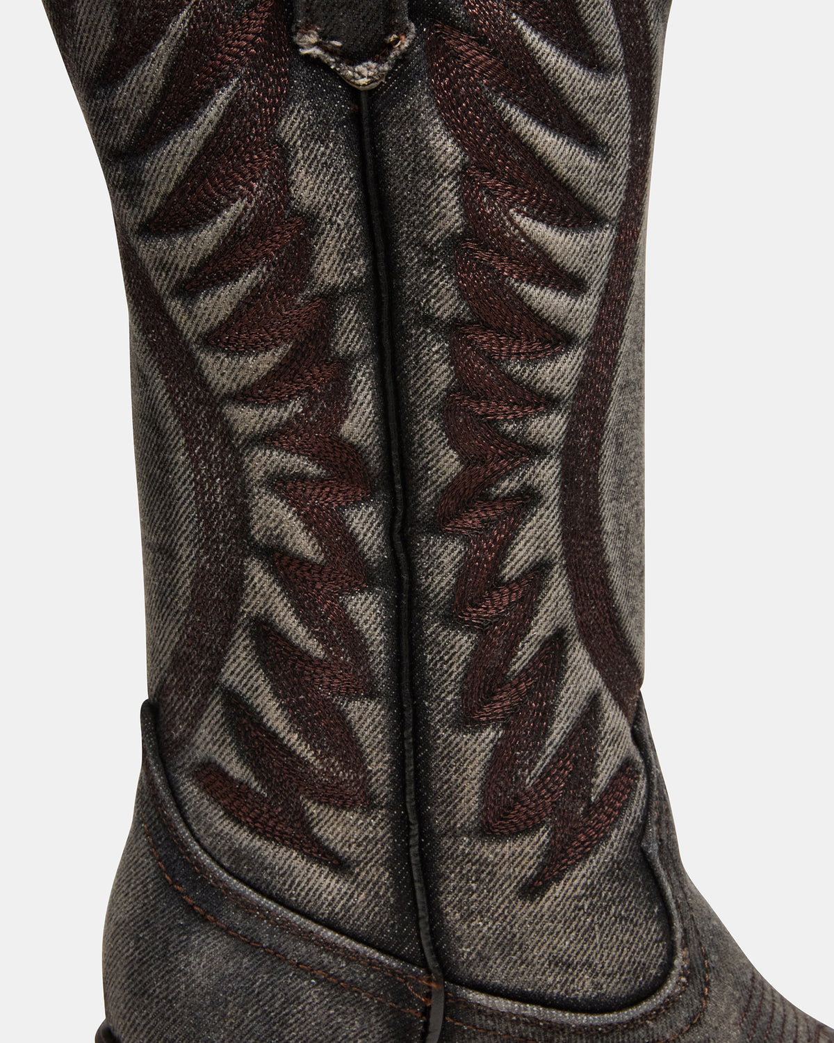 Steve Madden ALBANY Black Denim Pointed-Toe Women's Western Boot
