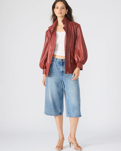 Steve Madden VEE Dusty Brick Faux Leather Long-Sleeved Women's Jacket