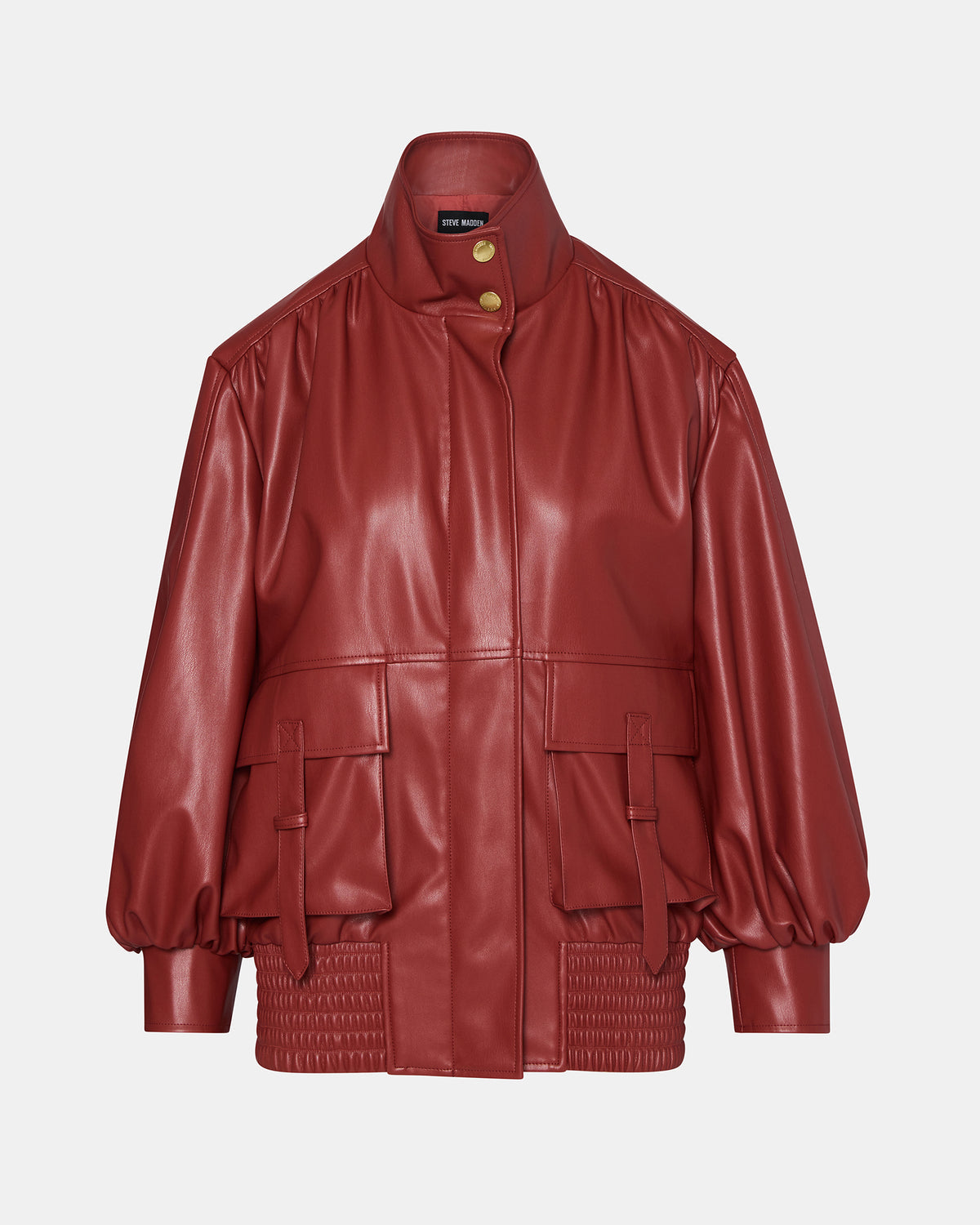 Steve Madden VEE Dusty Brick Faux Leather Long-Sleeved Women's Jacket
