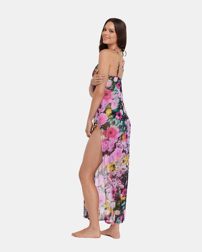 Steve Madden DAZEY FIELDS MULTI BIKINI COVER-UP Flowy Mesh Women's Swim Cover-Up