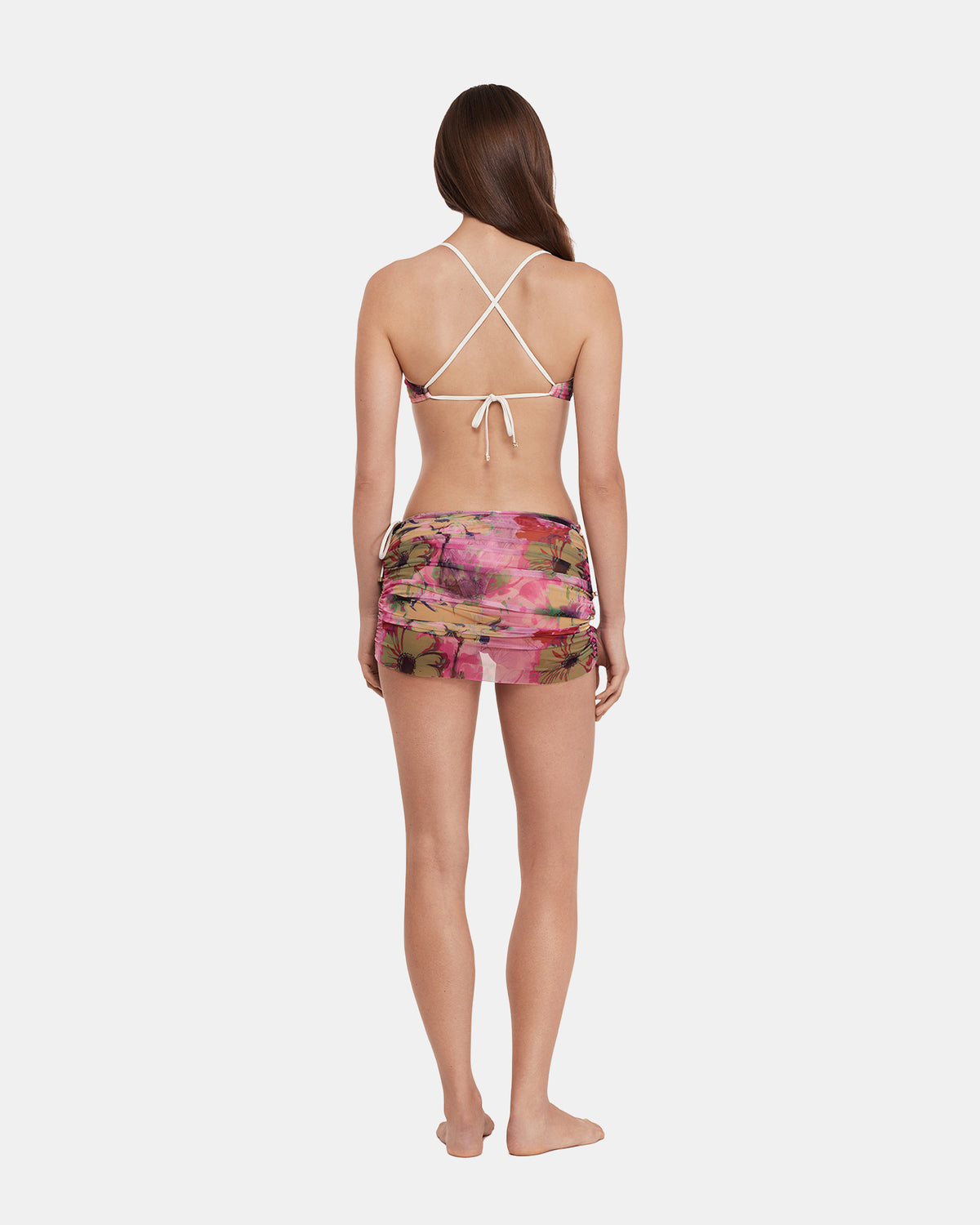 Steve Madden SUPER BLOOM MULTI BIKINI COVER-UP Mesh Skirt Floral Pattern Women's Swim Cover-Up