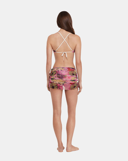 Steve Madden SUPER BLOOM MULTI BIKINI COVER-UP Mesh Skirt Floral Pattern Women's Swim Cover-Up