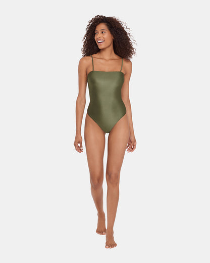 Steve Madden SHINE BRIGHT ONE PIECE SWIMSUIT Olive Women's Bandeau One-Piece Swimsuit