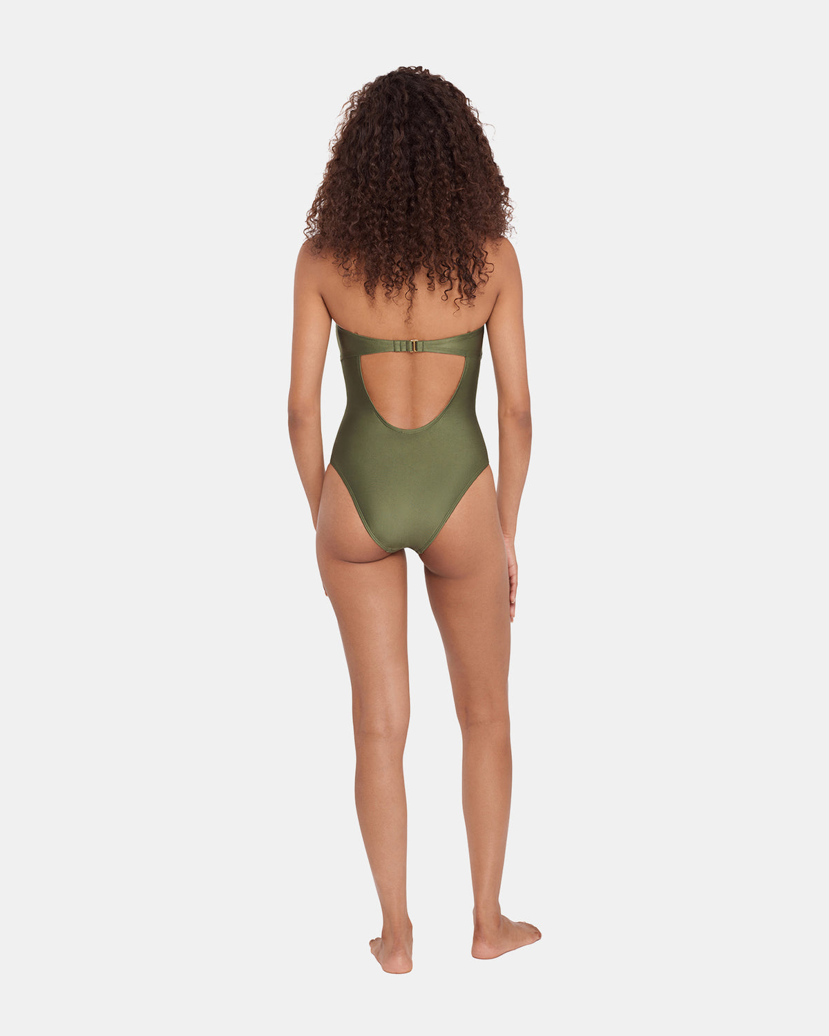 Steve Madden SHINE BRIGHT ONE PIECE SWIMSUIT Olive Women's Bandeau One-Piece Swimsuit
