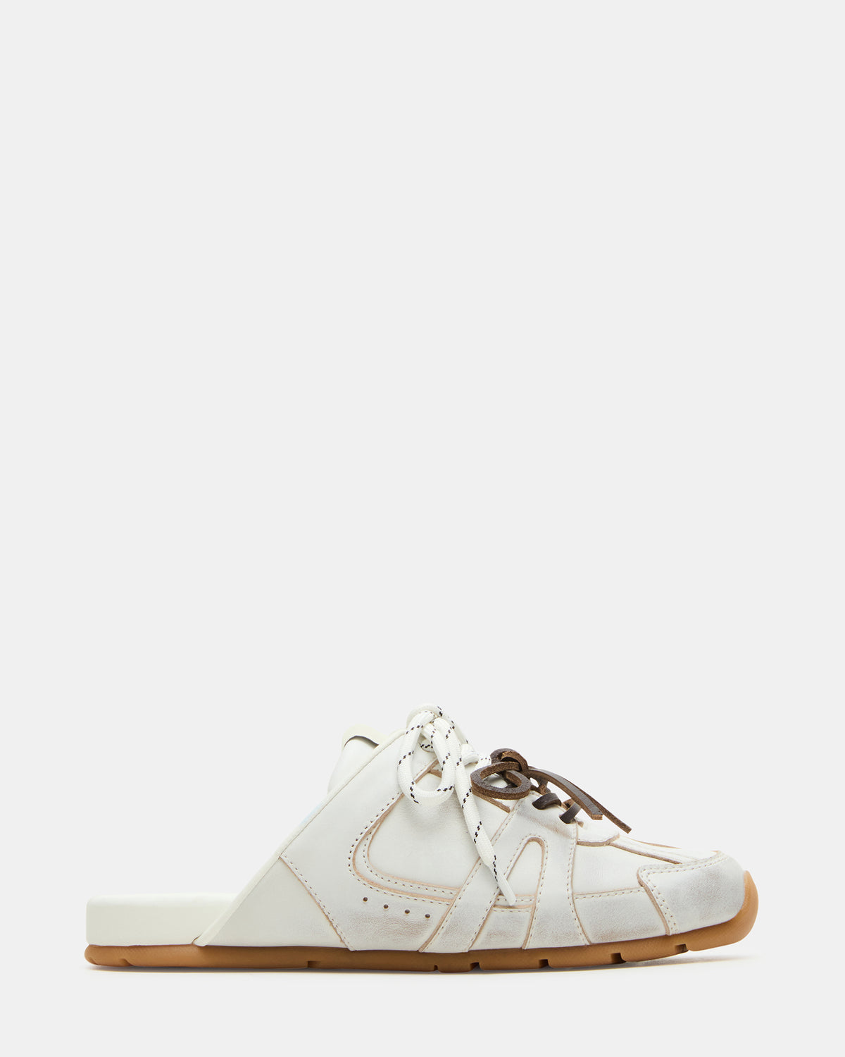 Steve Madden MAYSA White Distressed Women's Low-Top Slip-On Mule Sneakers