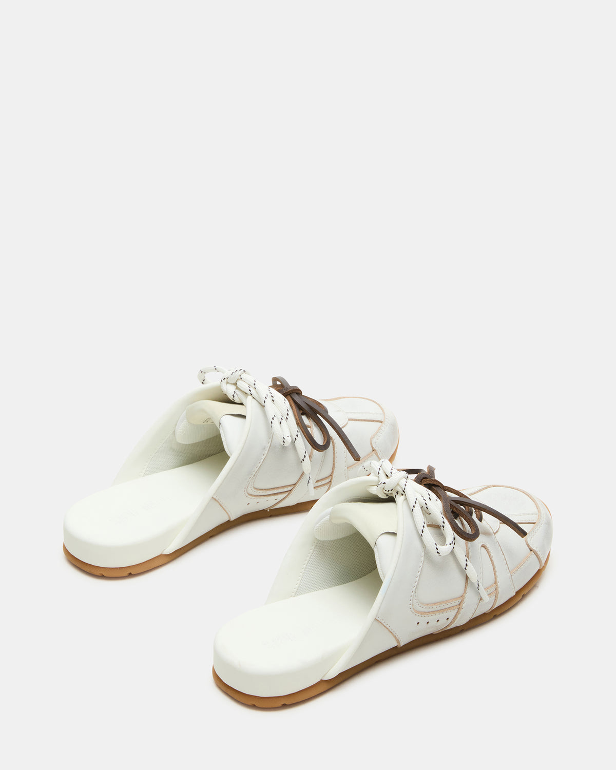 Steve Madden MAYSA White Distressed Women's Low-Top Slip-On Mule Sneakers