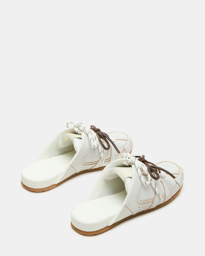Steve Madden MAYSA White Distressed Women's Low-Top Slip-On Mule Sneakers