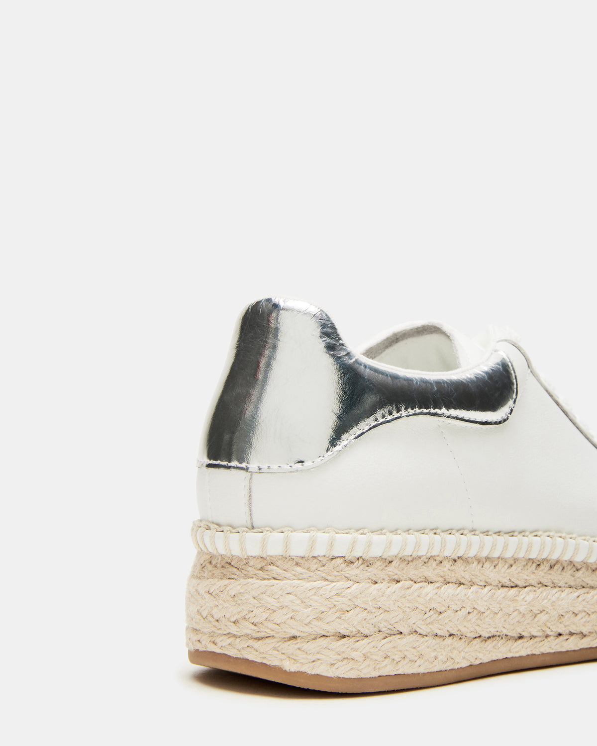 Steve Madden GLANCE White/Silver Espadrille Platform Casual | Women's Sneakers