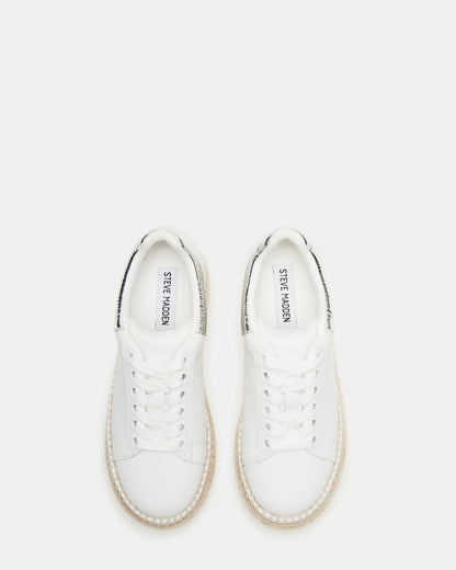 Steve Madden GLANCE White/Silver Espadrille Platform Casual | Women's Sneakers