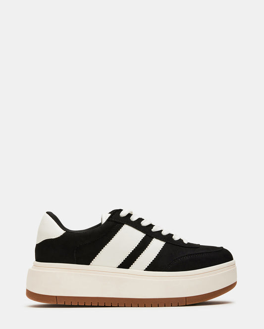 Steve Madden NINJA White/Black Women's Lace-Up Platform Sneaker