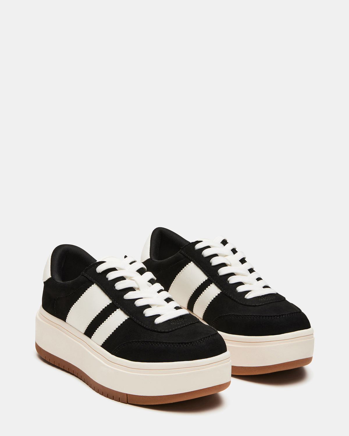 Steve Madden NINJA White/Black Women's Lace-Up Platform Sneaker