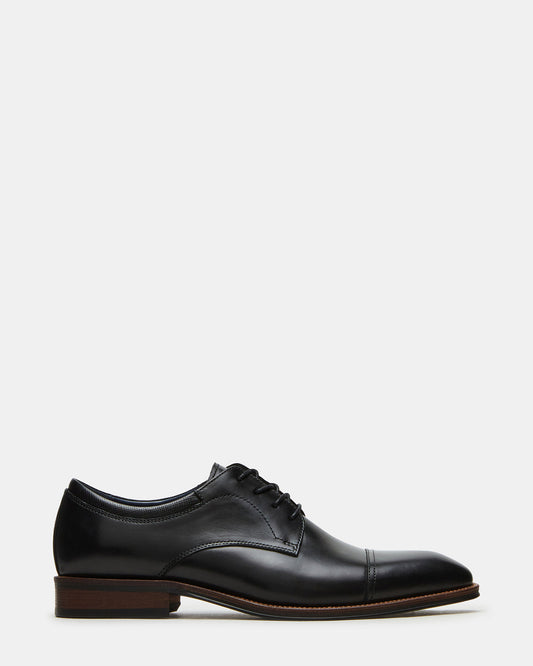 Steve Madden HASEN Black Leather Men's Lace-Up Dress Shoe