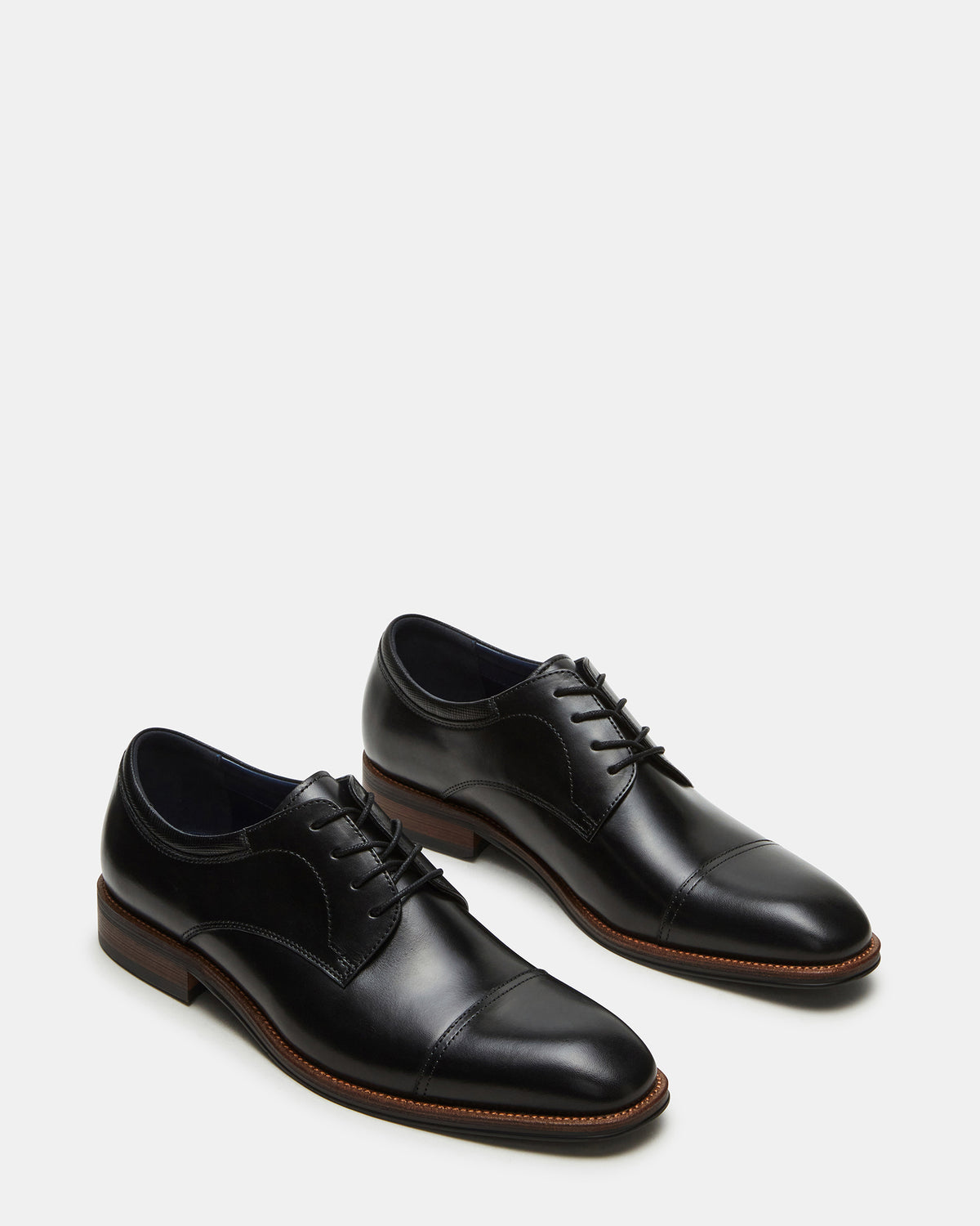 Steve Madden HASEN Black Leather Men's Lace-Up Dress Shoe