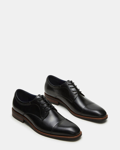Steve Madden HASEN Black Leather Men's Lace-Up Dress Shoe