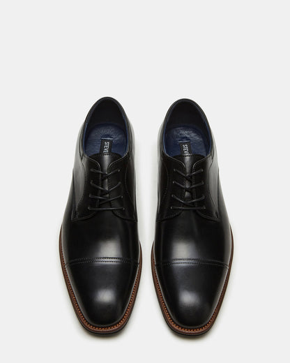 Steve Madden HASEN Black Leather Men's Lace-Up Dress Shoe